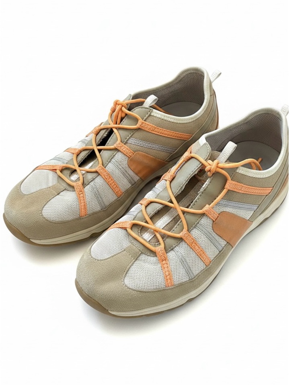 Tsubo Chara Camel & Tangerine Leather Mesh Hybrid Sneakers Comfort Shoes Size 8